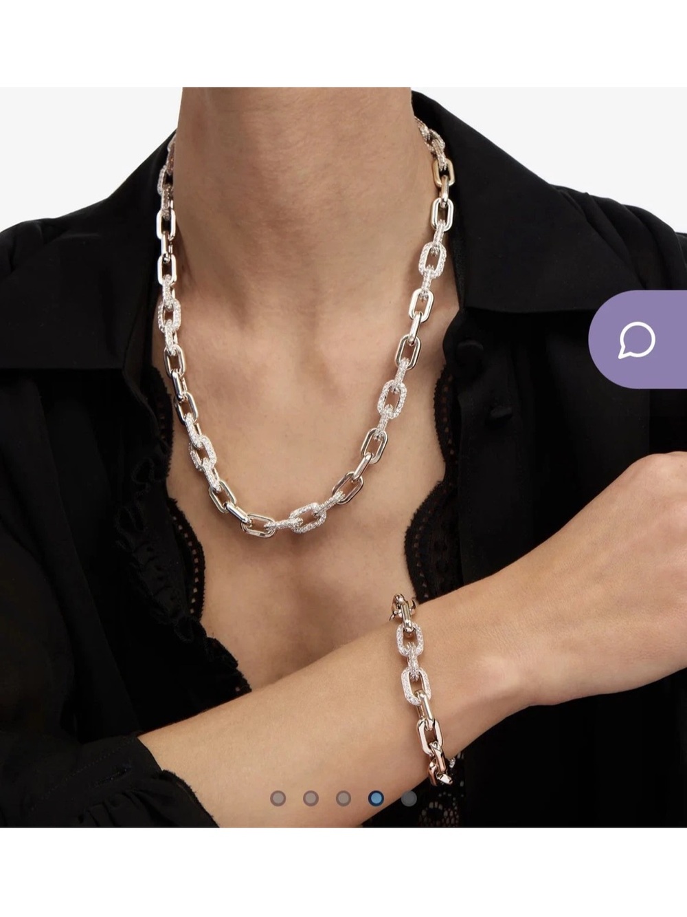 Melinda Maria Silver-Tone Frankie pave Link Necklace and bracelet set
